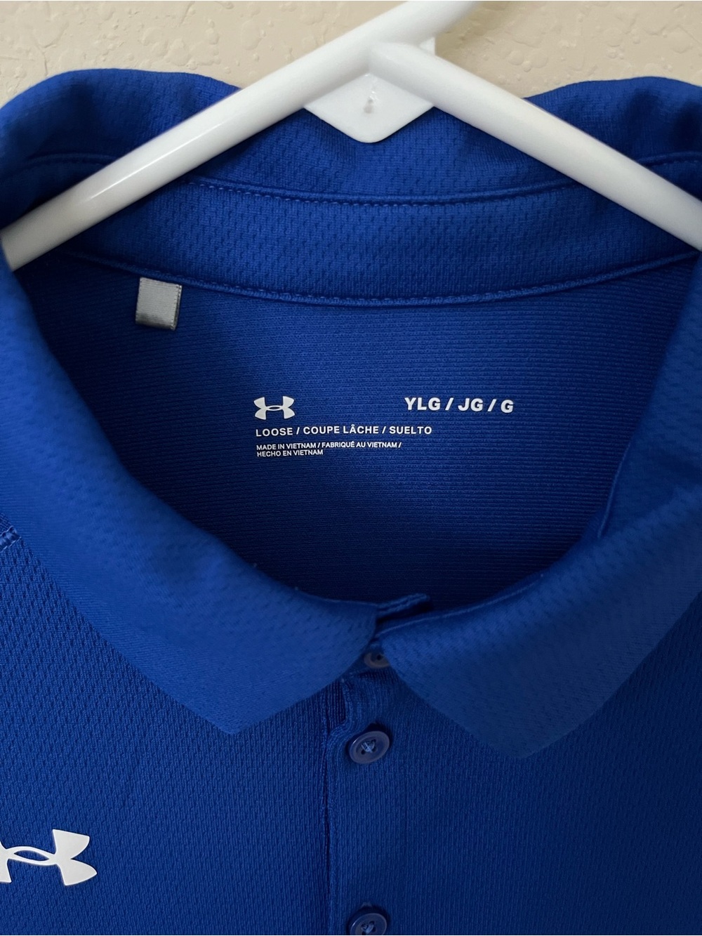 Under Armour Boys Blue Tech Performance Polo Shirt Youth Large YLG Golf - Picture 2 of 4